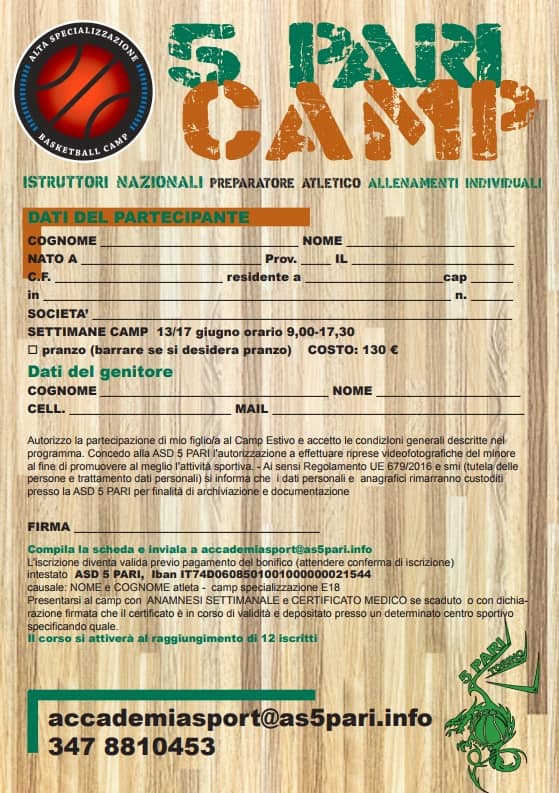 Camp Alta Specializzazione Retro - Camp di Alta Specializzazione di Basket!