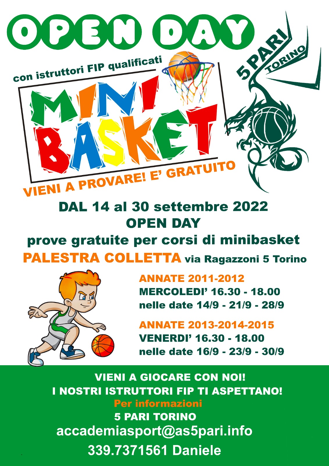 Open Day 2022 Minibasket colletta - Home
